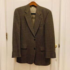 Vintage HUGO BOSS 40R Brown Check Tweed Sport Coat Blazer